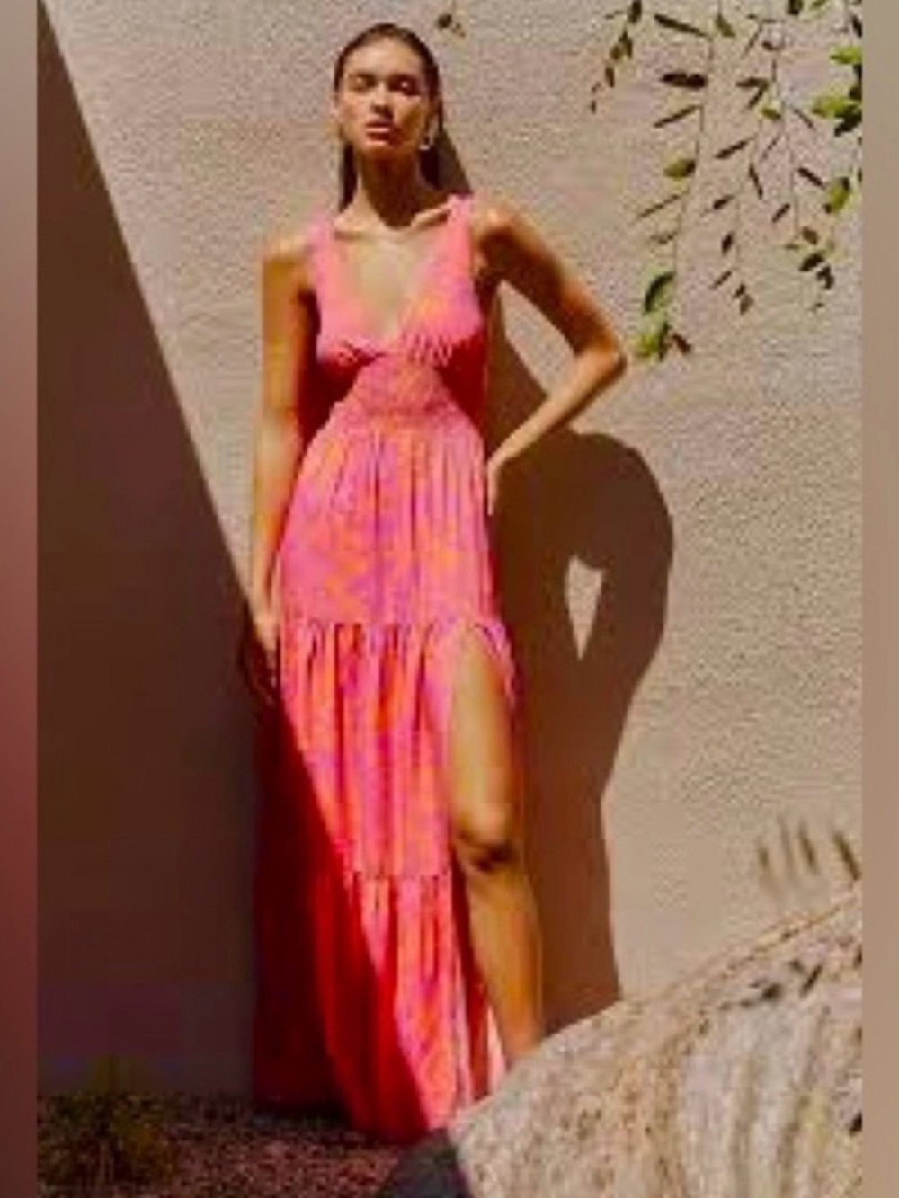 l*space Pink and Orange Lilikoi Maxi Dress